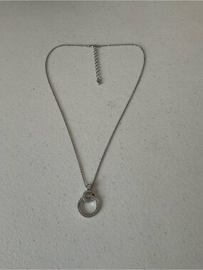 Mary Kay Pavé Double-Ring Silver Necklace